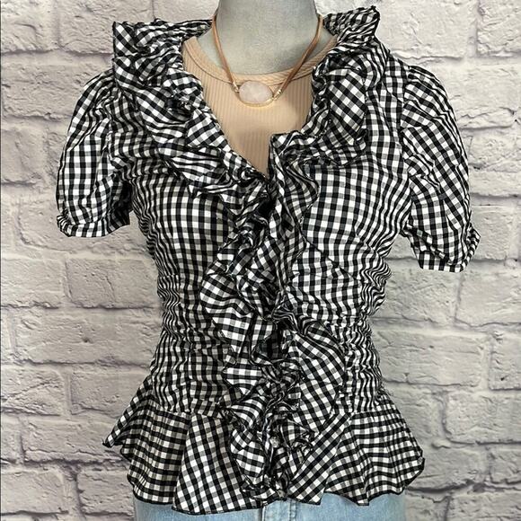 D Studio Tops - D Studio frilly Y2K gingham blouse